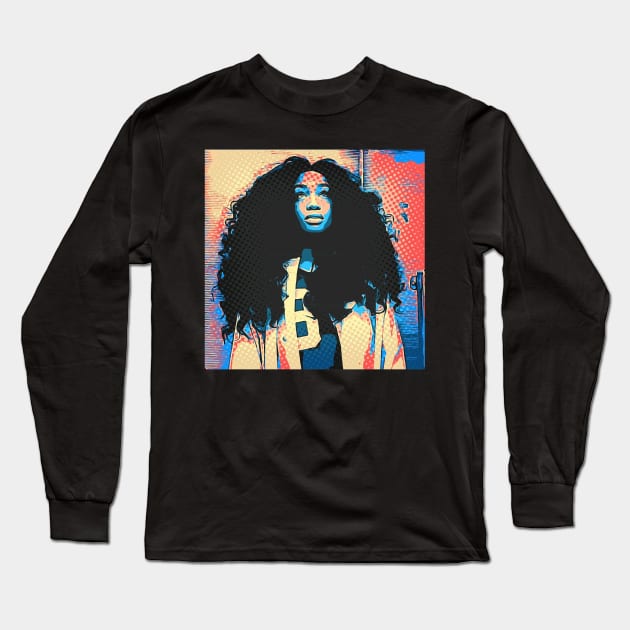 SZA A Soulful Symphony Of Diversity And Inclusion Long Sleeve T-Shirt by Roselyne Lecocq